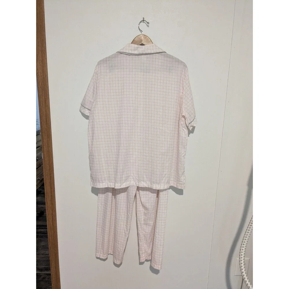 NOS Vintage Pink Grey Lady Barbizon 2 pc S/S Pajama Set 1X Blendaire Batiste